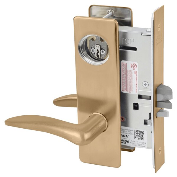 Storeroom or Closet Mortise Lock, DS Lever, M Escutcheon, Satin Bronze